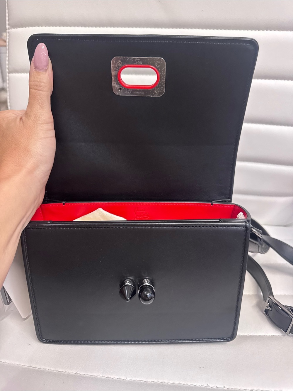 Christian Louboutin Black Studded Leather Crossbody Bag NWT - Picture 7 of 9